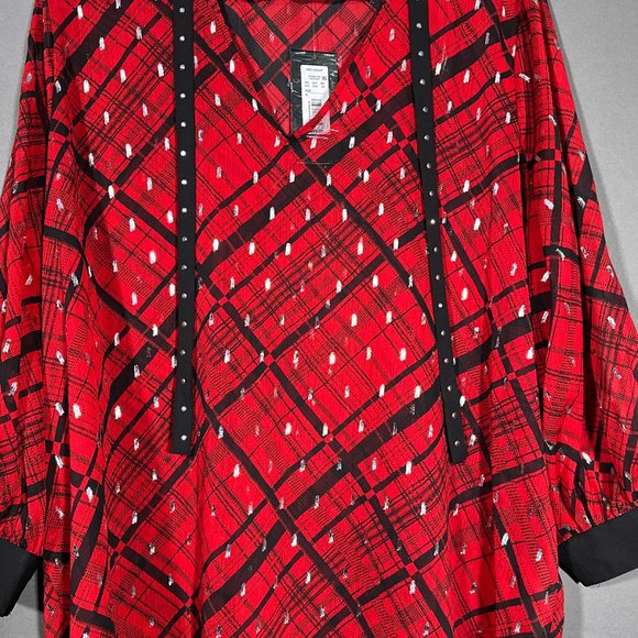 NWT Slim Factor Investments Blouse Long‎ Sleeve Sheer Tie Size XL - Picture 3 of 16